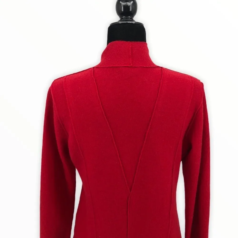 Eileen Fisher Lightweight Red Boiled Wool Cardigan Jacket size XS Long Sleeve